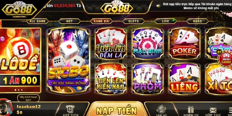 Game bài GO88 là một trong những sản phẩm chủ lực hiện nay