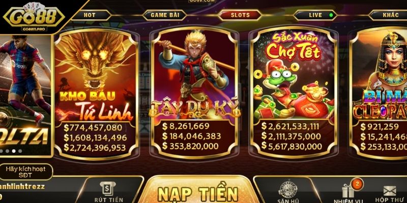 Hệ thống chơi slot phong phú đầy hấp dẫn